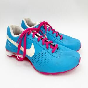 NIKE Shox Kids SZ 5.5Y Nike Deliver PNT GS Vivid Blue Pink Youth Shoes Sneakers